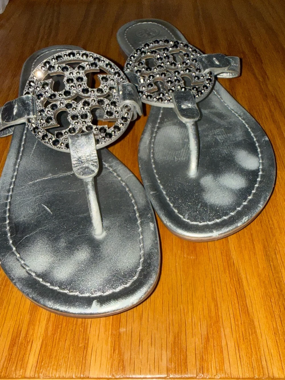 Tory Burch silver rhinestone Miller sandals